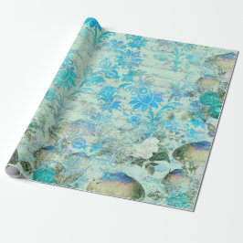 Svamp Woodland Rosa Gamla Brev Aqua Blue Grung Presentpapper