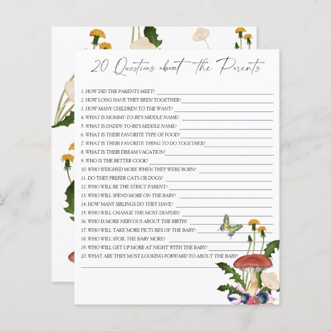 Svampar - 20 frågor om föräldrarna (Fram/baksida)