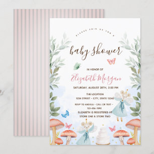 Svampar, Baby Möss Rosa Ränder Baby Shower Inbjudningar