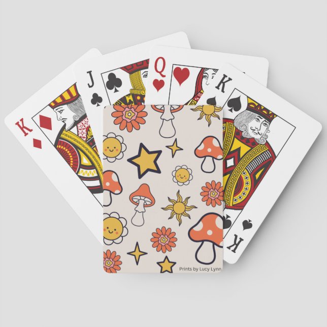 Svampar, blommor och stjärnor, uppspelningskort casinokort (Baksidan)