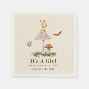 Svampar Butterflies Woodland Girl Baby Shower Na Pappersservett