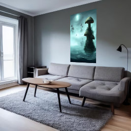 Svampar, dimma och hav | AI Art Poster