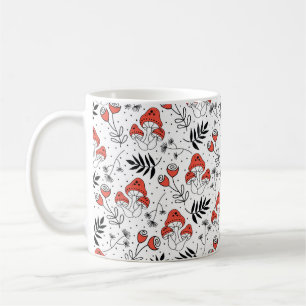 Svampar färglös vintage upprepar mönster. Li Kaffemugg