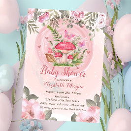 Svampar Fjärilar Blommig Baby Shower Inbjudningar