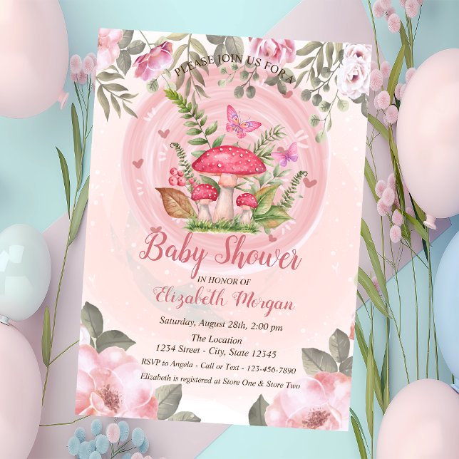 Svampar Fjärilar Blommig Baby Shower Inbjudningar (Skapare uppladdad)