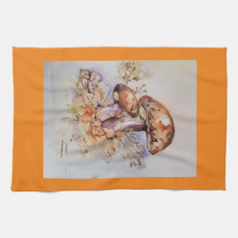 Svampar från hösthösten färg kökshandduk