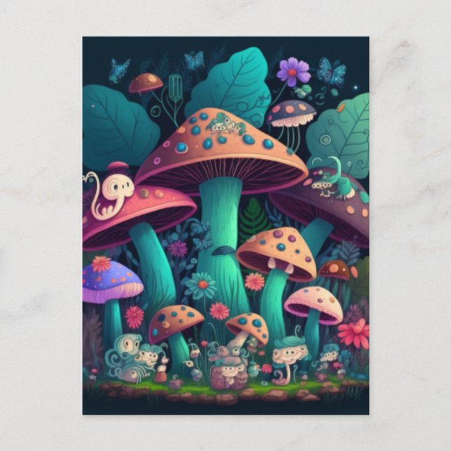 Svampar i fält vykort (Framsida)