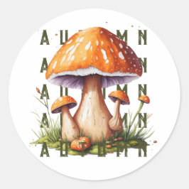 Svampar i höstskogen runt klistermärke