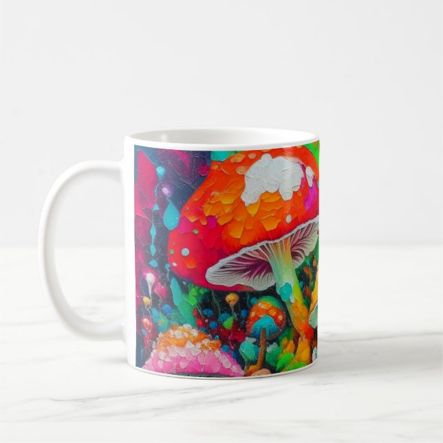 Svampar i vattenfärgen Abstrakt Kaffemugg (Vänster)