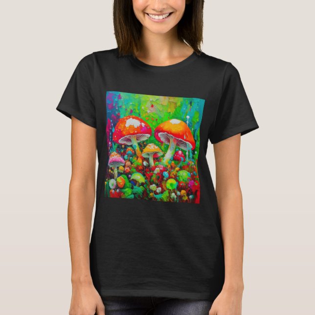 Svampar i vattenfärgen Abstrakt T Shirt (Framsida)