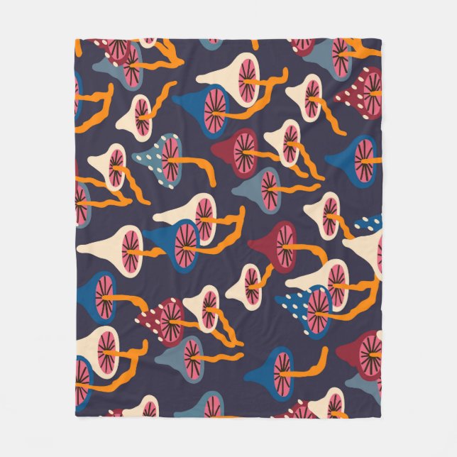 Svampar Illustration Fabric Wrapping Mönster Fleecefilt (Framsidan)