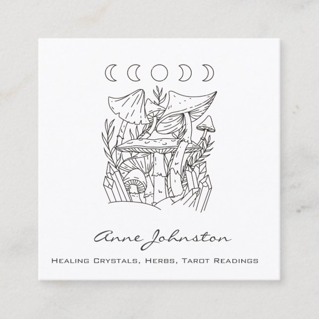 Svampar, Måne och kristaller Fyrkantigt Visitkort (Framsida)