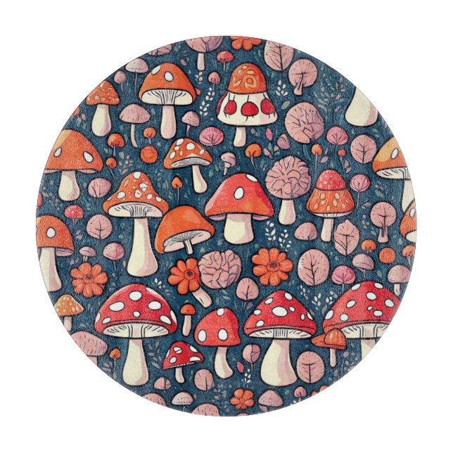 Svampar med rött blommigt i grönt dekor (Framsidan)