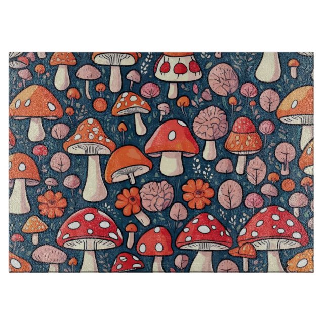 Svampar med rött blommigt i grönt dekor (Framsidan)