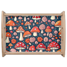 Svampar med rött blommigt i grönt dekor