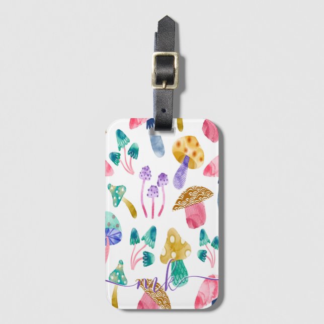 Svampar med utspädd vattenfärg bagagebricka (Framsida vertikal)