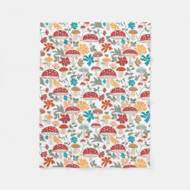 Svampar och Blommigt i århundradet Modern Mönster Fleecefilt