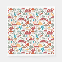Svampar och Blommigt i århundradet Modern Mönster Pappersservett