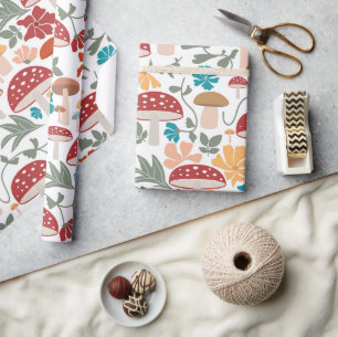 Svampar och Blommigt i århundradet Modern Mönster Presentpapper