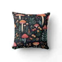 Svampar och blommor i svart bakgrund