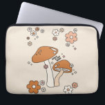 Svampar och blommor Jorden Tones Beige Retro 70-ta Laptop Fodral<br><div class="desc">Svampillustration i beige- och jordtoner - inspirerande citat "Tro på din magi".</div>