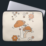Svampar och blommor Jorden Tones Beige Retro 70-ta Laptop Fodral<br><div class="desc">Svampillustration i beige- och jordtoner - inspirerande citat "Tro på din magi".</div>