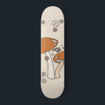 Svampar och blommor Jorden Tones Beige Retro 70-ta Mini Skateboard Bräda 18,5 Cm<br><div class="desc">Svampillustration i beige- och jordtoner - inspirerande citat "Tro på din magi".</div>