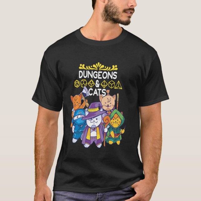 Svampar och katter RPG D20 Fantasy Roleplay Game T Shirt (Framsida)