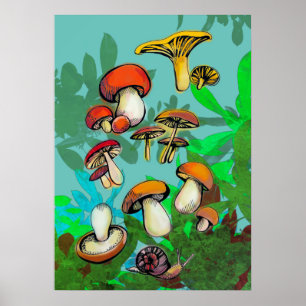 Svampar och snigel poster