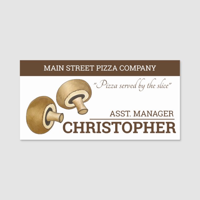 Svampar Pizza Toppings Pizzeria Italia Food Namnbricka (Framsida)
