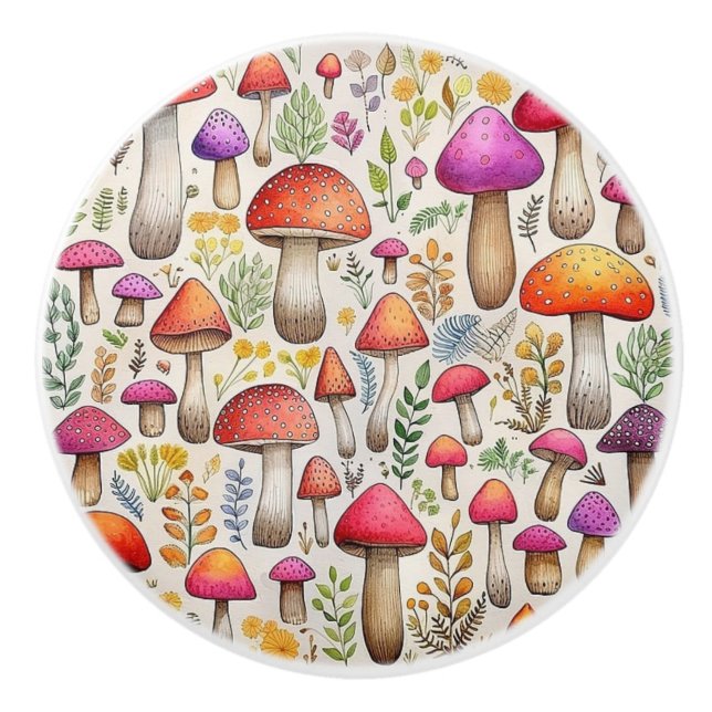 Svampar Retro Vintage Antique Stil Knopp (Framsidan)