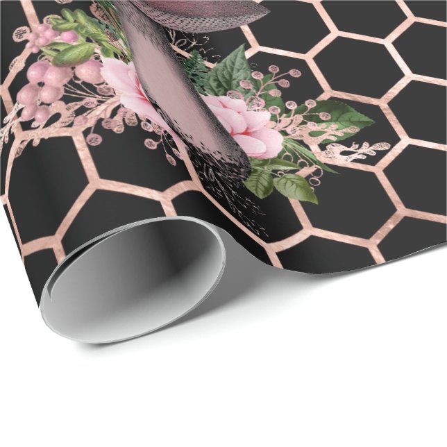 Svampar Ro Woodland Rosa Blommigt Honeycomb Presentpapper (Rullad Hörn)