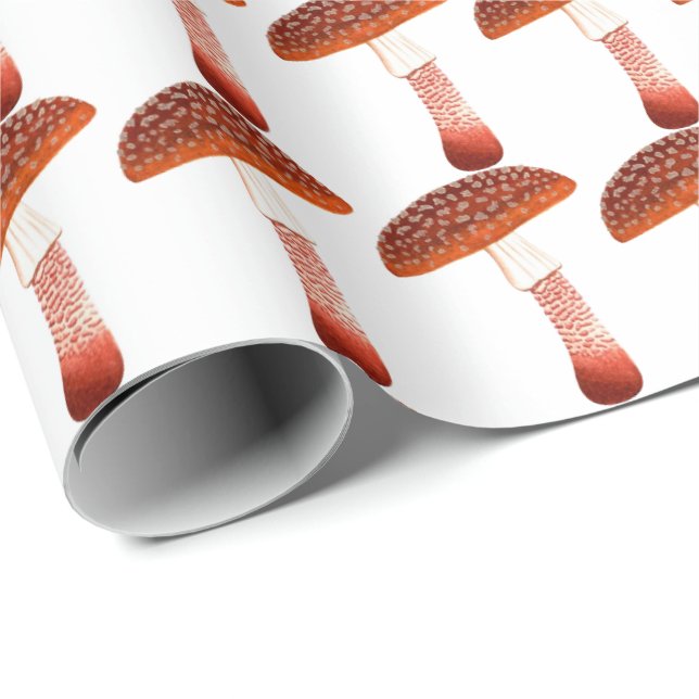 Svampar Ro Woodland Vit delikat Presentpapper (Rullad Hörn)