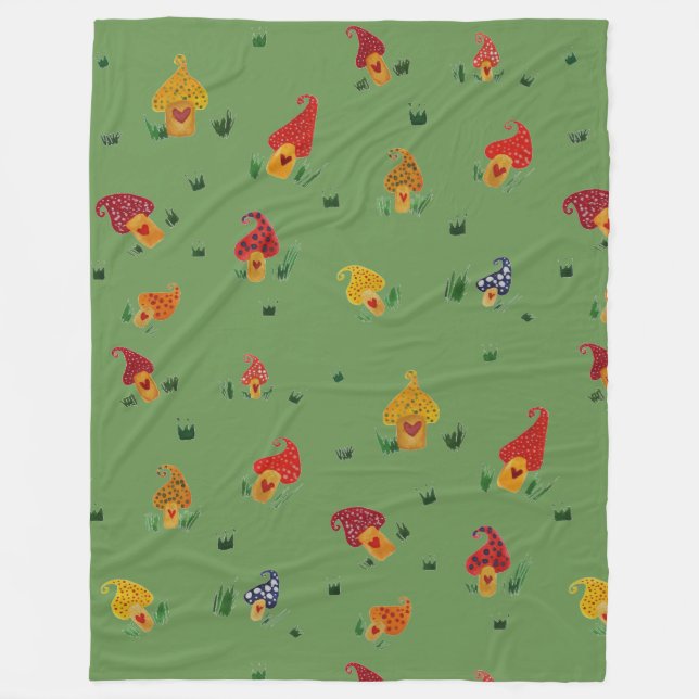 Svampar Teckning Fleece Blanket, stor (Framsidan)