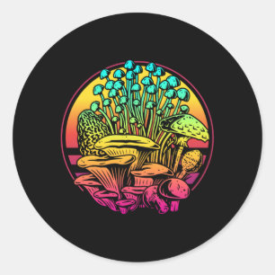 Svampar Vaporwave Runt Klistermärke