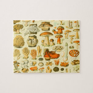 Svampar Vintage Toadstool Botaniska konst Pussel