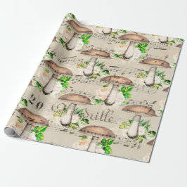 Svampar Woodland Antique Boletus Musik noter Presentpapper