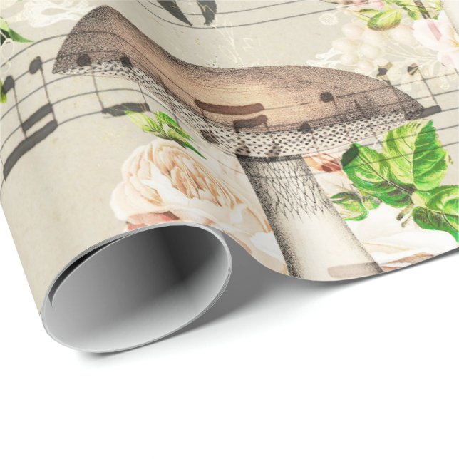 Svampar Woodland Antique Boletus Musik noter Presentpapper (Rullad Hörn)