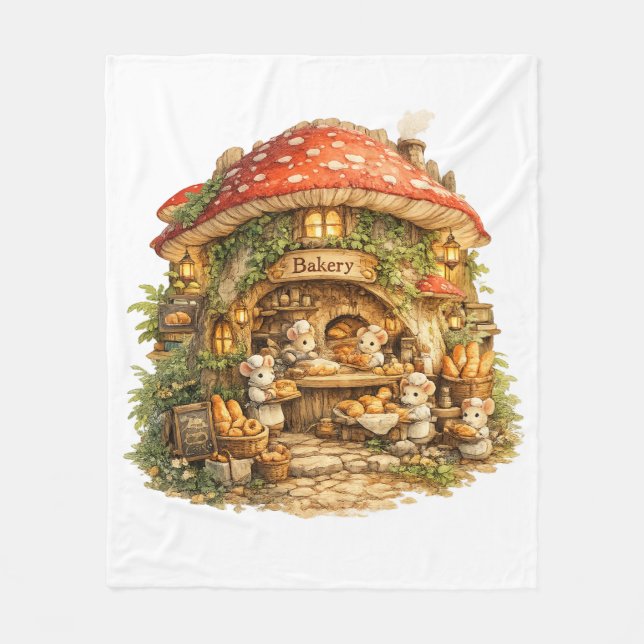 Svampbageri | Whimsical Woodland Cottagecore  Fleecefilt (Framsidan)