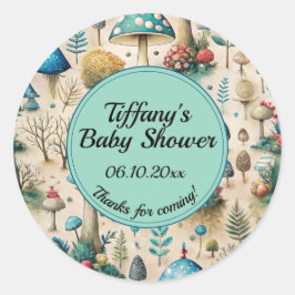 Svampblommor, babyskor runt klistermärke