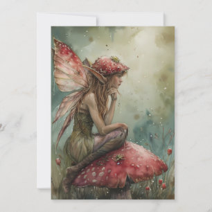 Svampen Fairy Watercolor Julkort