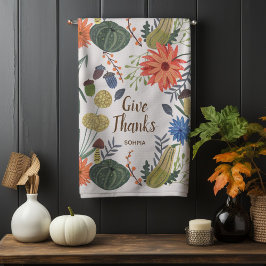 Svampfall för blommigt av utspädd Thanksgiving Kökshandduk