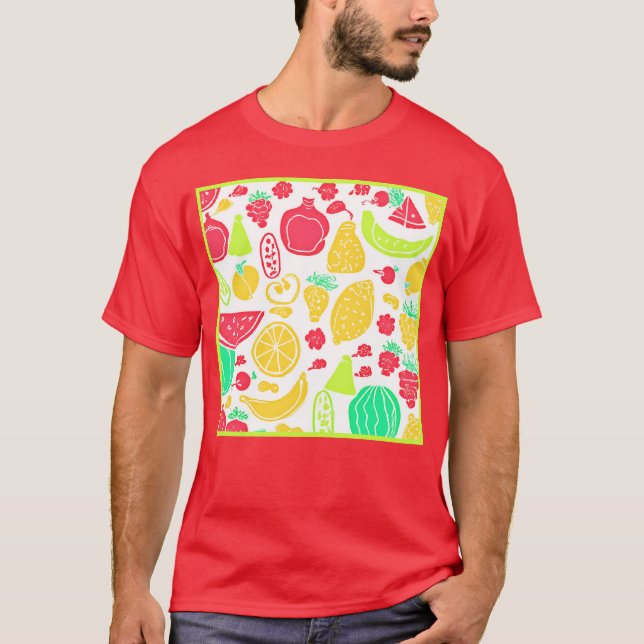 Svampfärgade frukter Mönster T Shirt (Framsida)