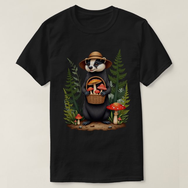 Svampfouragerande Grävling Växtälskare Naturälskar T Shirt (Design framsida)