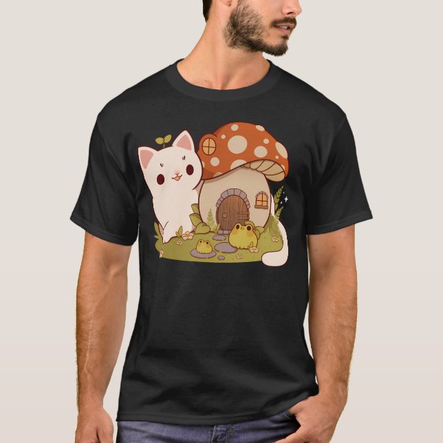 Svamphus med katt- och groddvänner t shirt (Framsida)