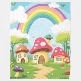 Svamphus och regnbåge 11 fleecefilt