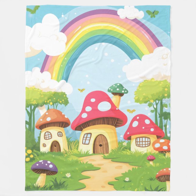 Svamphus och regnbåge 11 fleecefilt (Framsidan)