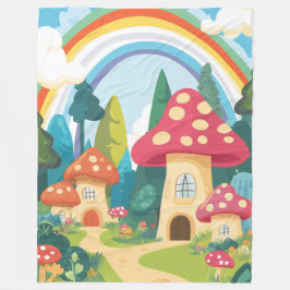 Svamphus och regnbåge 12 fleecefilt