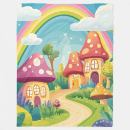 Svamphus och regnbåge 13 fleecefilt