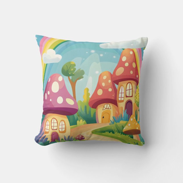 Svamphus och regnbåge 13 kudde (Framsida)